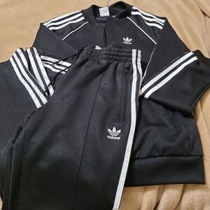Adidas Black & White Trefoil Track Jacket and Pants- Small
